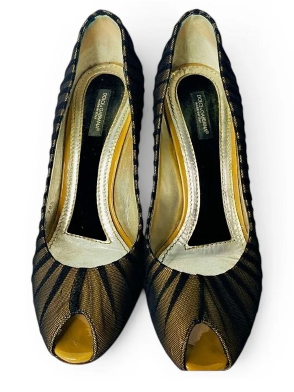 🛍️Dolce & Gabbana Authentic Black and Nude Tule Peep-Toe Heels
